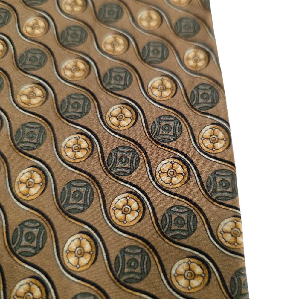 Executive Collection for Tom James Mens Necktie Brown Floral Silk‎ Wide USA Dad